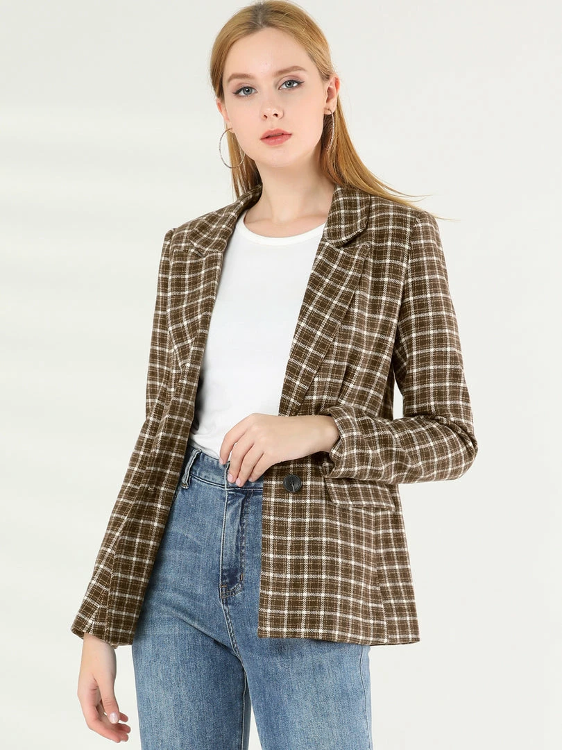 Allegra K Notched Lapel Plaid Boyfriend Blazer Jacket 12 Allegra K Notched Lapel Plaid Boyfriend Blazer Jacket