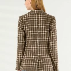 Allegra K Notched Lapel Plaid Boyfriend Blazer Jacket 60 Allegra K Notched Lapel Plaid Boyfriend Blazer Jacket
