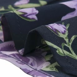 Allegra K Women’s Peter Pan Collar Rose Floral Print Button Front Short Sleeve Top Shirt