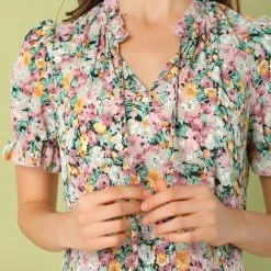 Allegra K Women's Chiffon Dress Floral Ruffle Puff Short Sleeve Tiered Summer Mini Dress 15 Allegra K Women's Chiffon Dress Floral Ruffle Puff Short Sleeve Tiered Summer Mini Dress