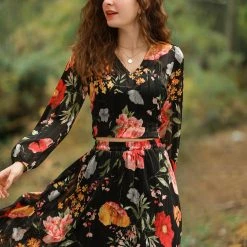 Allegra K Women's Floral Print Crop Blouse V Neck Semi Sheer Long Sleeves Tie Hem Top 11 Allegra K Women's Floral Print Crop Blouse V Neck Semi Sheer Long Sleeves Tie Hem Top