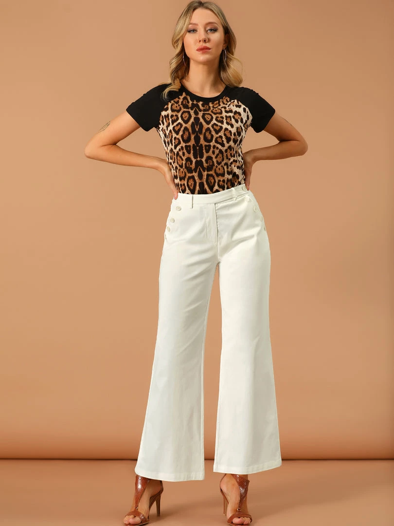 Allegra K Women's Bell Bottoms Long Pants Flare High Waist Elegant Work Casual Trousers 6 Allegra K Women's Bell Bottoms Long Pants Flare High Waist Elegant Work Casual Trousers