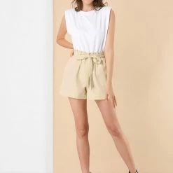 Allegra K Women's High Waist Bow Tie Ruffled Retro Cargo Shorts 12 Allegra K Women's High Waist Bow Tie Ruffled Retro Cargo Shorts