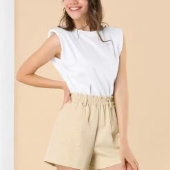 Allegra K Women's High Waist Bow Tie Ruffled Retro Cargo Shorts 14 Allegra K Women's High Waist Bow Tie Ruffled Retro Cargo Shorts