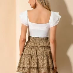 Allegra K Women's Ruffle Tiered Summer Animal Leopard Print Mini Skirts 14 Allegra K Women's Ruffle Tiered Summer Animal Leopard Print Mini Skirts