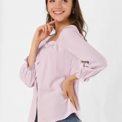 Allegra K Women's Square Neck Button Front Tie Back Puff Sleeve Vintage Blouse 23 Allegra K Women's Square Neck Button Front Tie Back Puff Sleeve Vintage Blouse