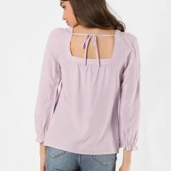 Allegra K Women's Square Neck Button Front Tie Back Puff Sleeve Vintage Blouse 26 Allegra K Women's Square Neck Button Front Tie Back Puff Sleeve Vintage Blouse