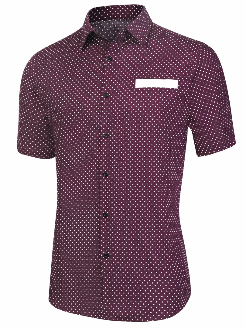 Allegra K Men's Summer Printed Contrast Pocket Short Sleeve Button Down Shirt 18 Allegra K Men's Summer Printed Contrast Pocket Short Sleeve Button Down Shirt