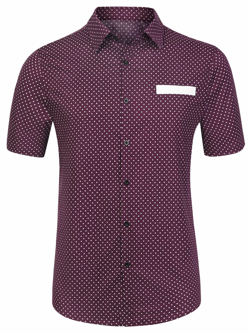 Allegra K Men's Summer Printed Contrast Pocket Short Sleeve Button Down Shirt 16 Allegra K Men's Summer Printed Contrast Pocket Short Sleeve Button Down Shirt