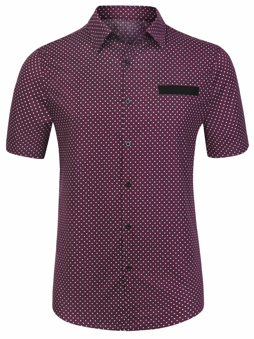 Allegra K Men's Summer Printed Contrast Pocket Short Sleeve Button Down Shirt 22 Allegra K Men's Summer Printed Contrast Pocket Short Sleeve Button Down Shirt