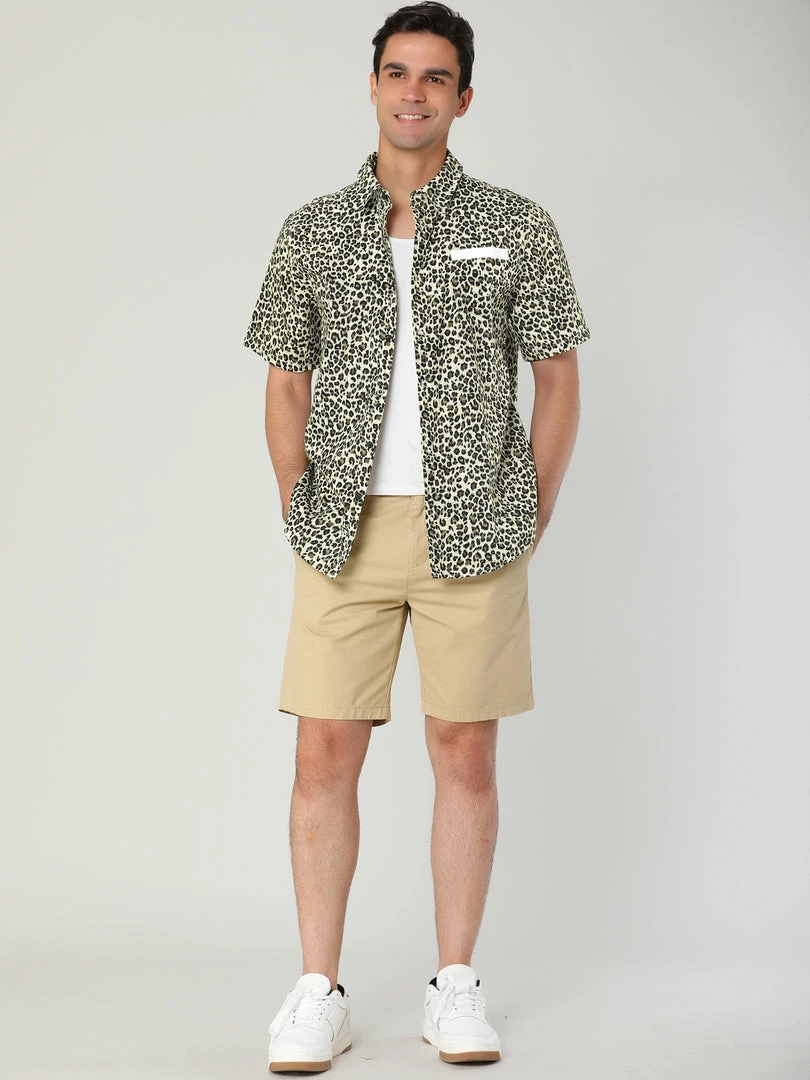 Allegra K Men's Summer Printed Contrast Pocket Short Sleeve Button Down Shirt 13 Allegra K Men's Summer Printed Contrast Pocket Short Sleeve Button Down Shirt