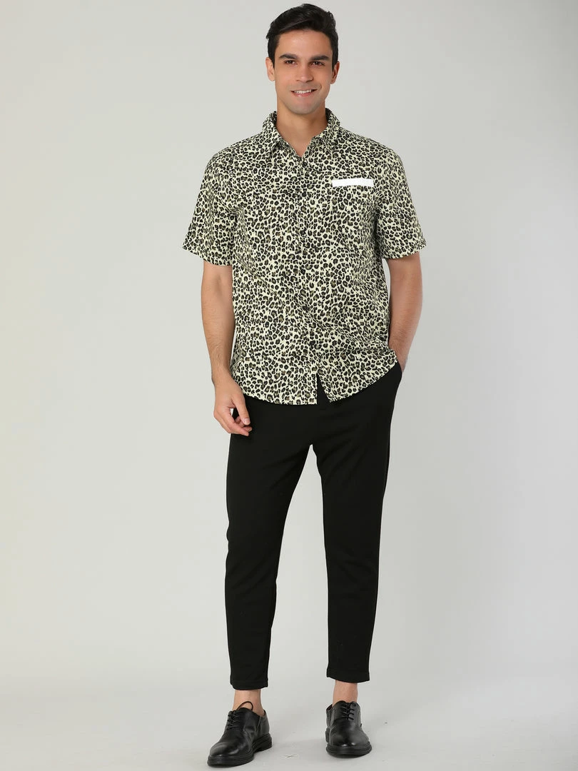 Allegra K Men's Summer Printed Contrast Pocket Short Sleeve Button Down Shirt 14 Allegra K Men's Summer Printed Contrast Pocket Short Sleeve Button Down Shirt