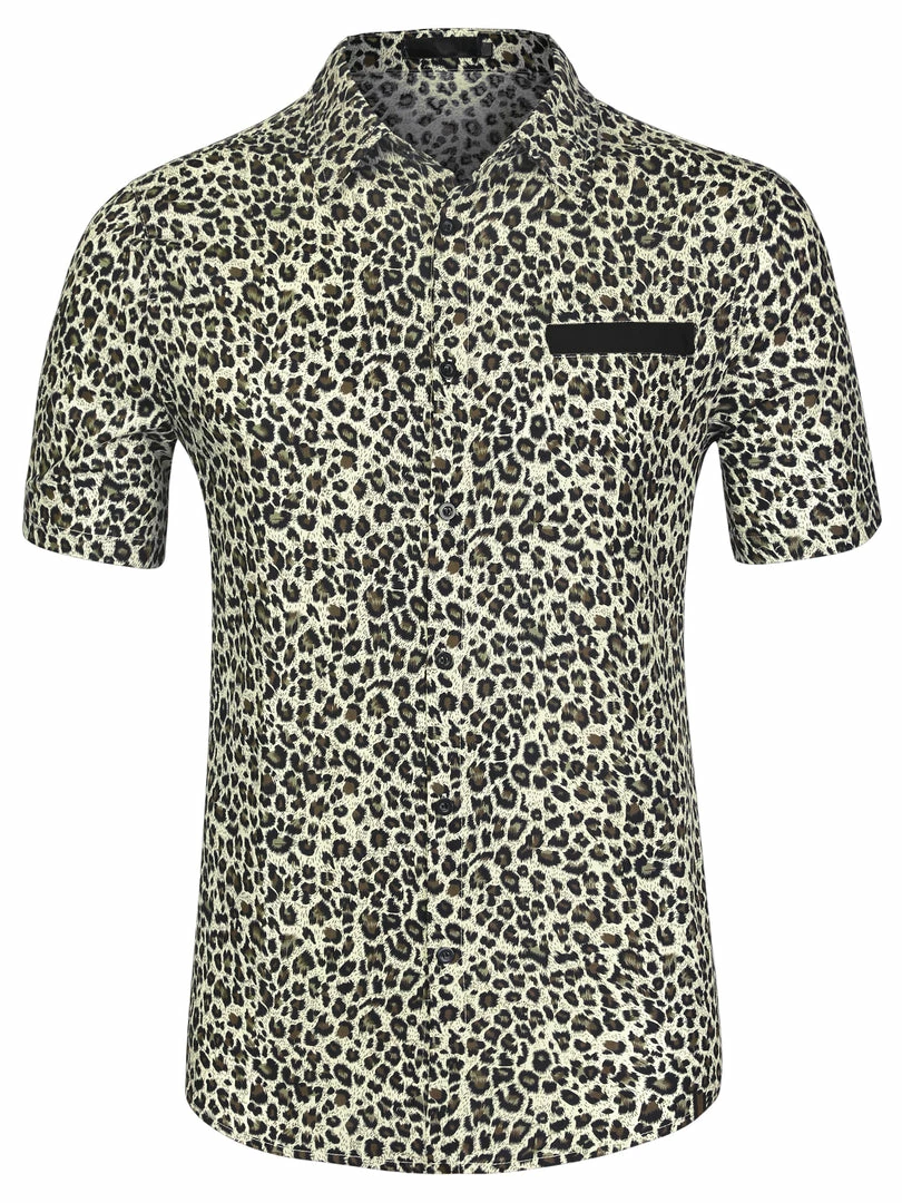 Allegra K Men's Summer Printed Contrast Pocket Short Sleeve Button Down Shirt 4 Allegra K Men's Summer Printed Contrast Pocket Short Sleeve Button Down Shirt