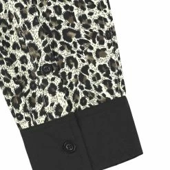 Allegra K Tops Men Vintage Leopard Print Button Down Long Sleeve Cotton Casual Shirt