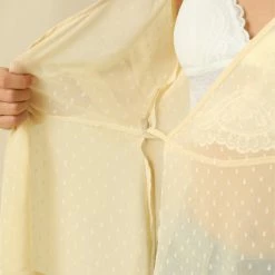 Allegra K Women's Swiss Dots Tie Front Sheer Summer V Neck Blouse Shirts 15 Allegra K Women's Swiss Dots Tie Front Sheer Summer V Neck Blouse Shirts