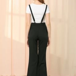 Allegra K Women's Overalls Wide Leg Pants Long Suspenders Jumpsuit