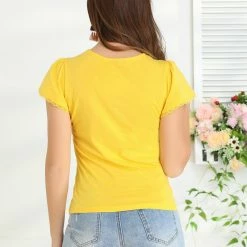 Allegra K Women's Flare Sleeve Blouses Casual V Neck Solid Color Scalloped Lace Trim Tops 14 Allegra K Women's Flare Sleeve Blouses Casual V Neck Solid Color Scalloped Lace Trim Tops