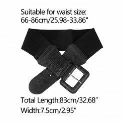 Allegra K Elastic Waist Belts For Women Wide Belts Rectangular Chunky Buckle