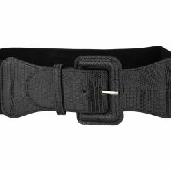 Allegra K Elastic Waist Belts For Women Wide Belts Rectangular Chunky Buckle