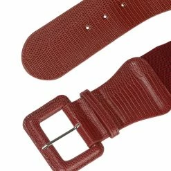 Allegra K Elastic Waist Belts For Women Wide Belts Rectangular Chunky Buckle