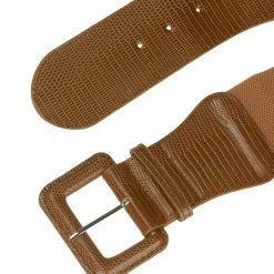 Allegra K Elastic Waist Belts For Women Wide Belts Rectangular Chunky Buckle