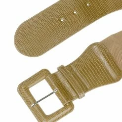 Allegra K Elastic Waist Belts For Women Wide Belts Rectangular Chunky Buckle