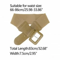 Allegra K Elastic Waist Belts For Women Wide Belts Rectangular Chunky Buckle