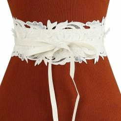 Allegra K Accessories Womens Lace Wide Waist Belt Wrap Around Obi Croset Belts Bowknot