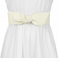 Allegra K Women Wide Elastic Waist Belts Bow Knot Belts Snap Button Accessories