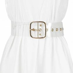 Allegra K Accessories Womens Grommet Clear Wide Waist Belts Transparent Belts