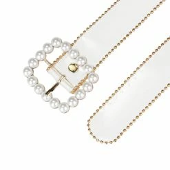 Allegra K Accessories Womens Clear Waist Belts For Jeans Transparent Belts Square Buckle