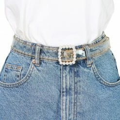 Allegra K Accessories Womens Clear Waist Belts For Jeans Transparent Belts Square Buckle