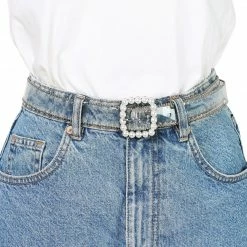 Allegra K Accessories Womens Clear Waist Belts For Jeans Transparent Belts Square Buckle