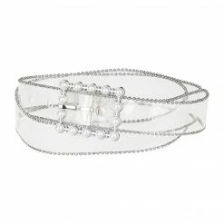 Allegra K Ladies Clear Waist Belts For Jeans Trousers Transparent Belts Rectangle Buckle Accessories