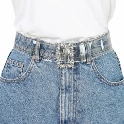 Allegra K Ladies Grommet Clear Waist Belts For Jeans Transparent Belts Pin Buckle Accessories