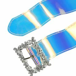 Allegra K Ladies Grommet Clear Waist Belts For Jeans Transparent Belts Pin Buckle Accessories