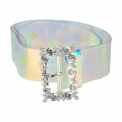Allegra K Ladies Grommet Clear Waist Belts For Jeans Transparent Belts Pin Buckle Accessories