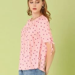 Allegra K Women's Polka Dots Puff Sleeve Scoop Neck Tops Blouses 17 Allegra K Women's Polka Dots Puff Sleeve Scoop Neck Tops Blouses