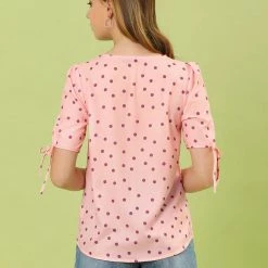 Allegra K Women's Polka Dots Puff Sleeve Scoop Neck Tops Blouses 18 Allegra K Women's Polka Dots Puff Sleeve Scoop Neck Tops Blouses