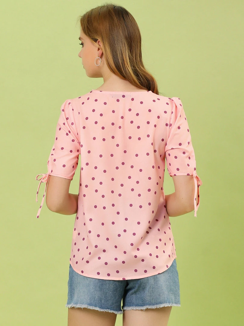 Allegra K Women's Polka Dots Puff Sleeve Scoop Neck Tops Blouses 7 Allegra K Women's Polka Dots Puff Sleeve Scoop Neck Tops Blouses
