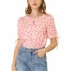 Allegra K Women's Polka Dots Puff Sleeve Scoop Neck Tops Blouses 2 Allegra K Women's Polka Dots Puff Sleeve Scoop Neck Tops Blouses