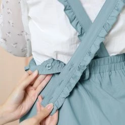 Allegra K Women's Adjustable Strap Cotton Overall Shorts Rompers With Pockets