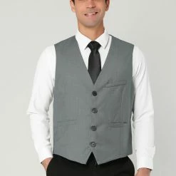 Allegra K Men's Slim Fit Suit Vest Business Formal Dress Waistcoat Vests 40 Allegra K Men's Slim Fit Suit Vest Business Formal Dress Waistcoat Vests