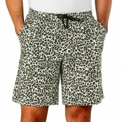 Allegra K Men's Summer Printed Shorts Drawstring Beach Pattern Pants Trunks