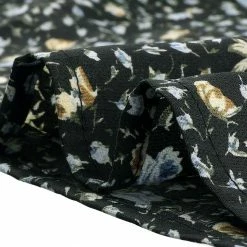 Allegra K Women's Floral Print Tie Up Open Front Scalloped Lace Trim Long Sleeve Top