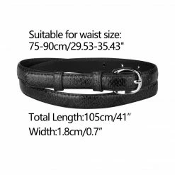 Allegra K Pin Buckle Faux Leather Belts Skinny Snakeskin Embossed Belts For Women