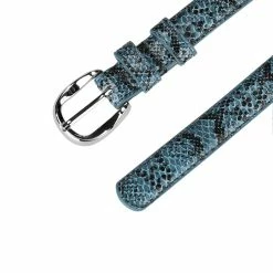 Allegra K Pin Buckle Faux Leather Belts Skinny Snakeskin Embossed Belts For Women