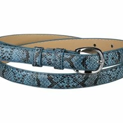 Allegra K Pin Buckle Faux Leather Belts Skinny Snakeskin Embossed Belts For Women