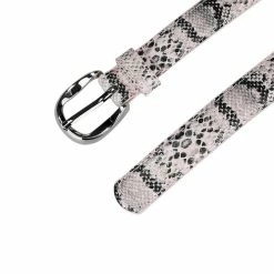 Allegra K Pin Buckle Faux Leather Belts Skinny Snakeskin Embossed Belts For Women