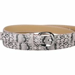 Allegra K Pin Buckle Faux Leather Belts Skinny Snakeskin Embossed Belts For Women